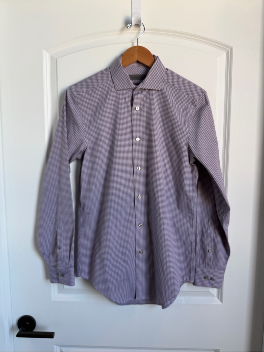 Calvin Klein Men’s Purple Plaid Slim Fit Dress Shirt